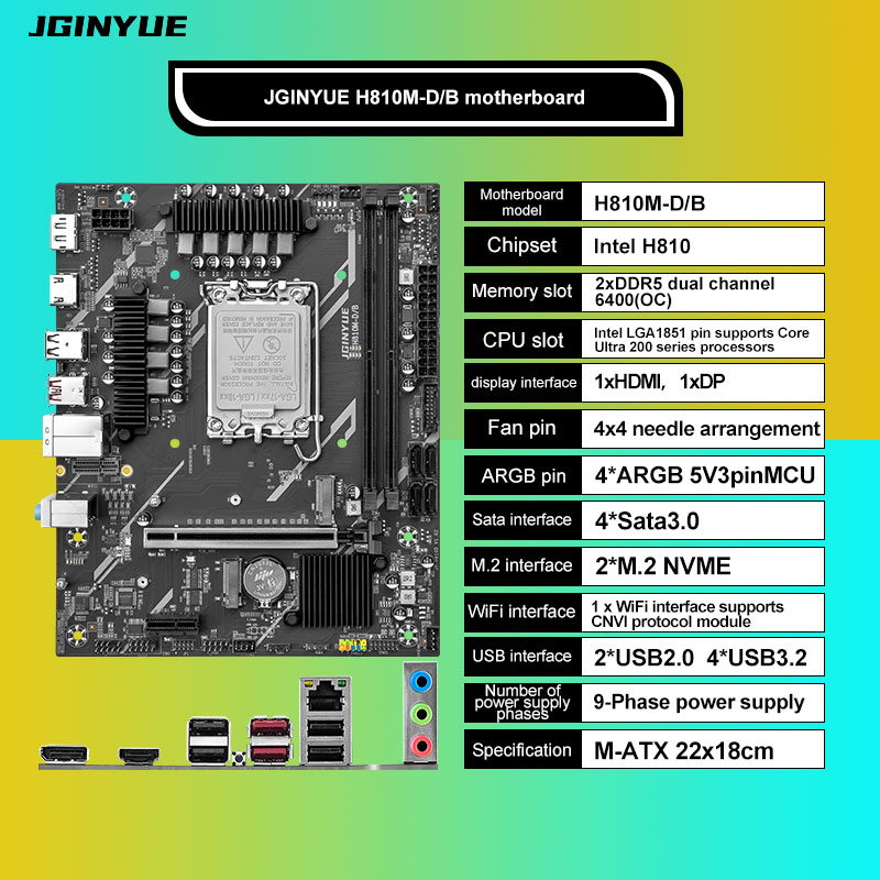 Lga1851 Gaming Motherboard - Placa-mãe Micro-ATX H810 Intel LGA1851 DDR5